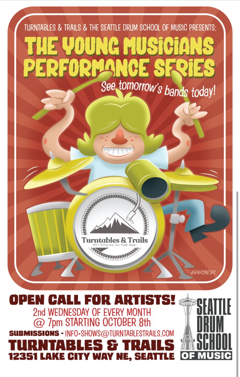 turntables + trails youth music event flyer
